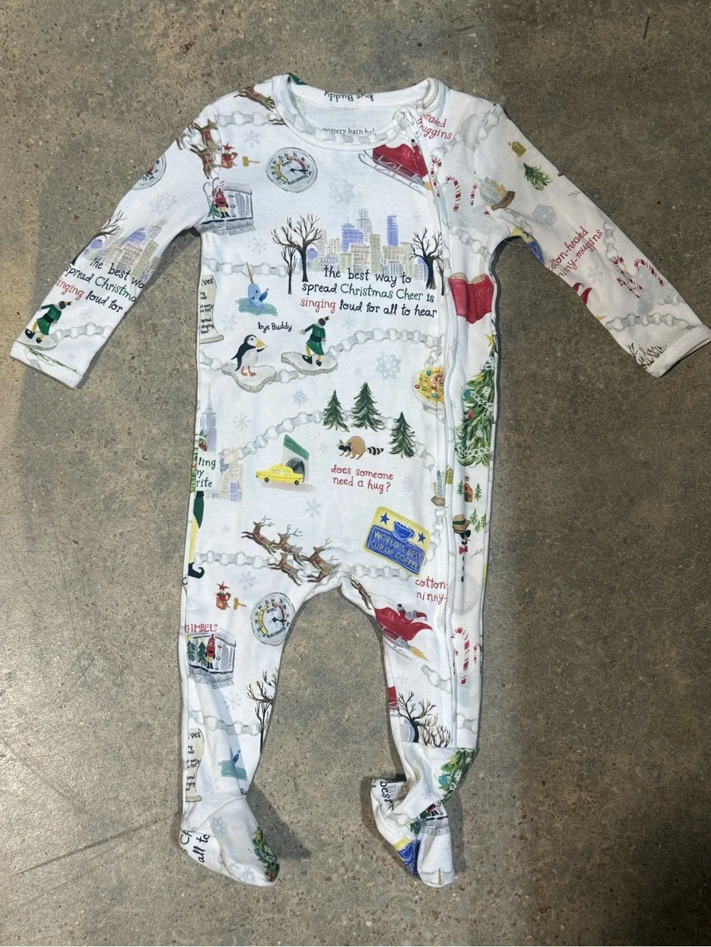 NWT Pottery Barn Kids Buddy the ELF Movie Pajamas Organic Sleeper 3-6 months 3/6